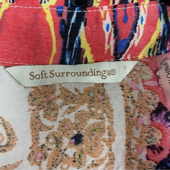 Soft Surrounding Brynn Button Tunic Shirt Floral Paisley Silk Velvet Trim - Picture 9 of 10